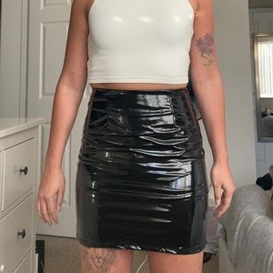 Black latex skirt